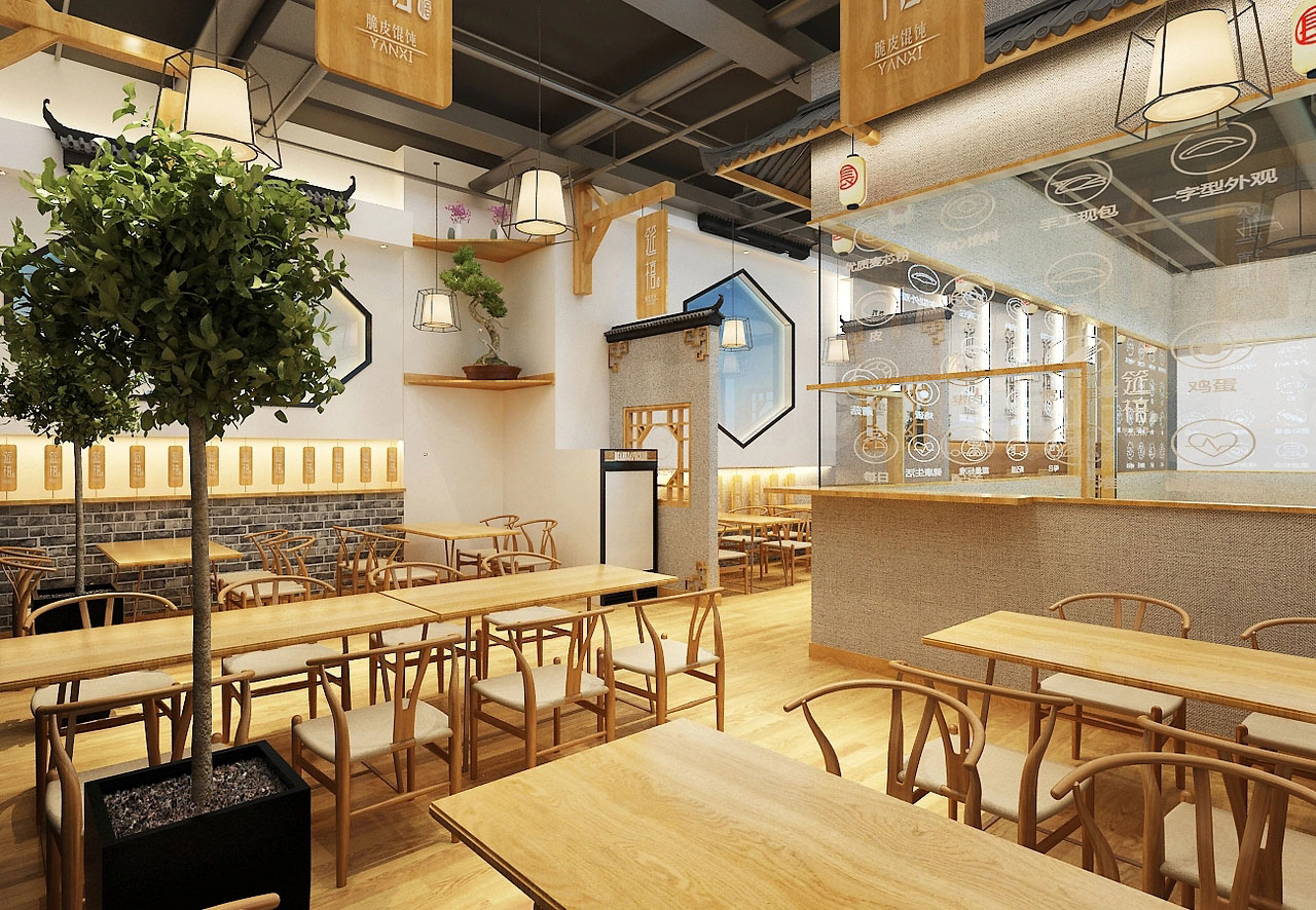 89平米郑州馄饨店面装修设计效果图
