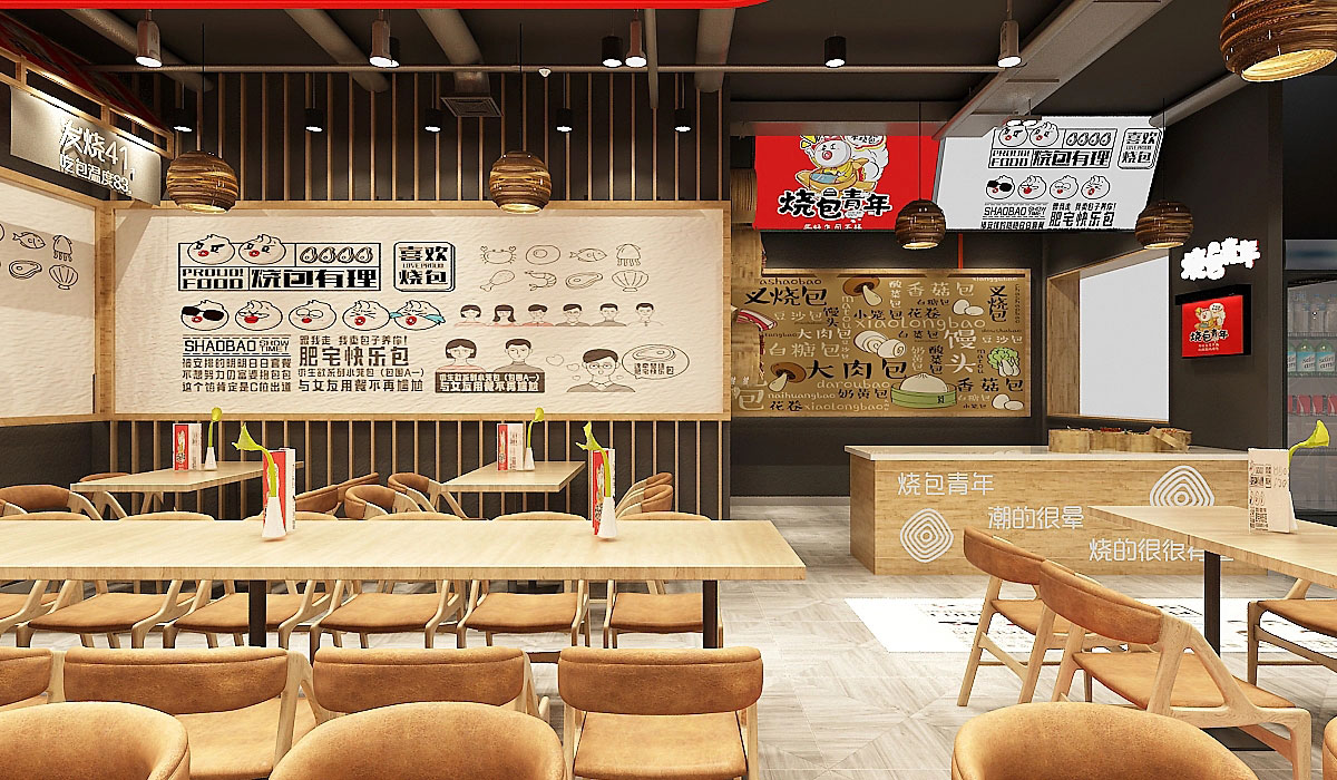 83平米郑州早餐店面装修设计效果图