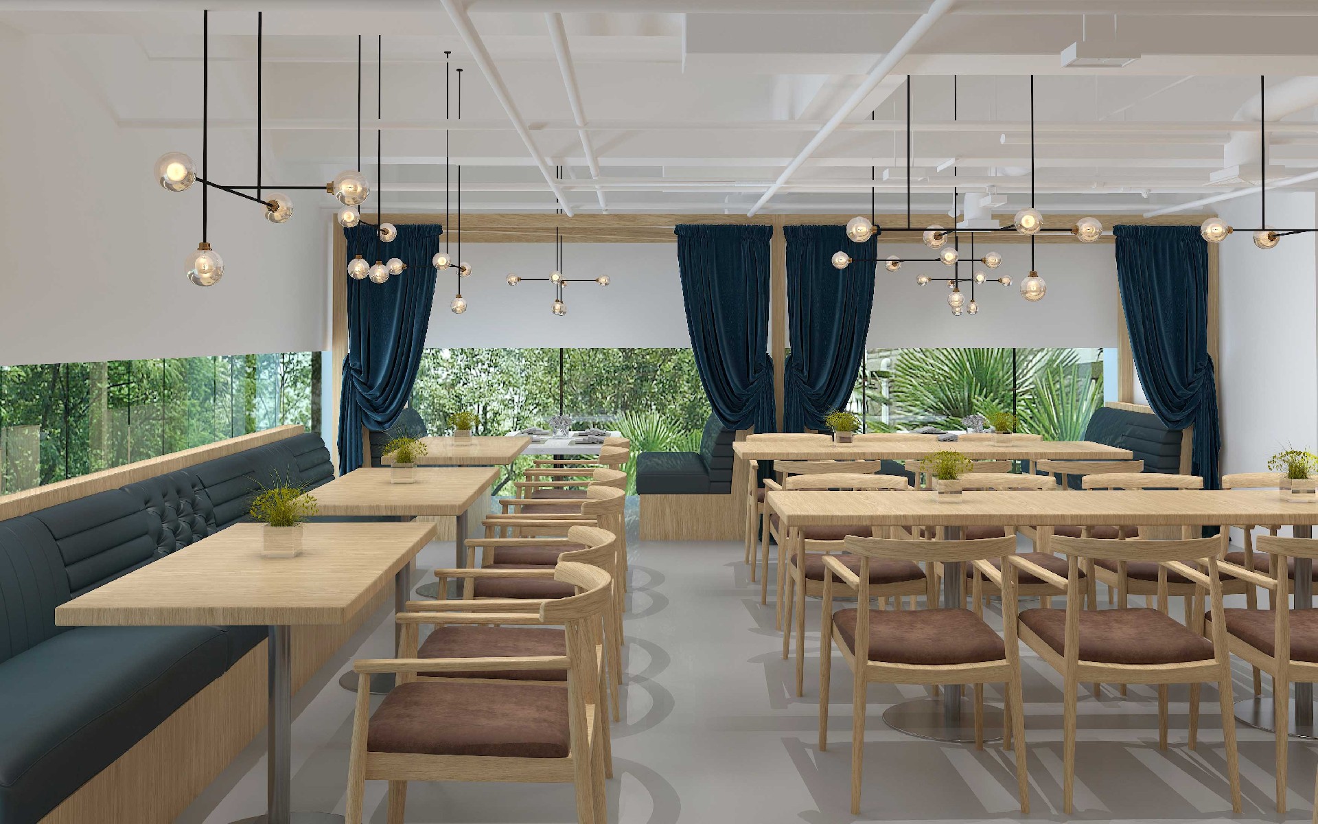 350平米公司招待餐厅食堂装修设计效果图