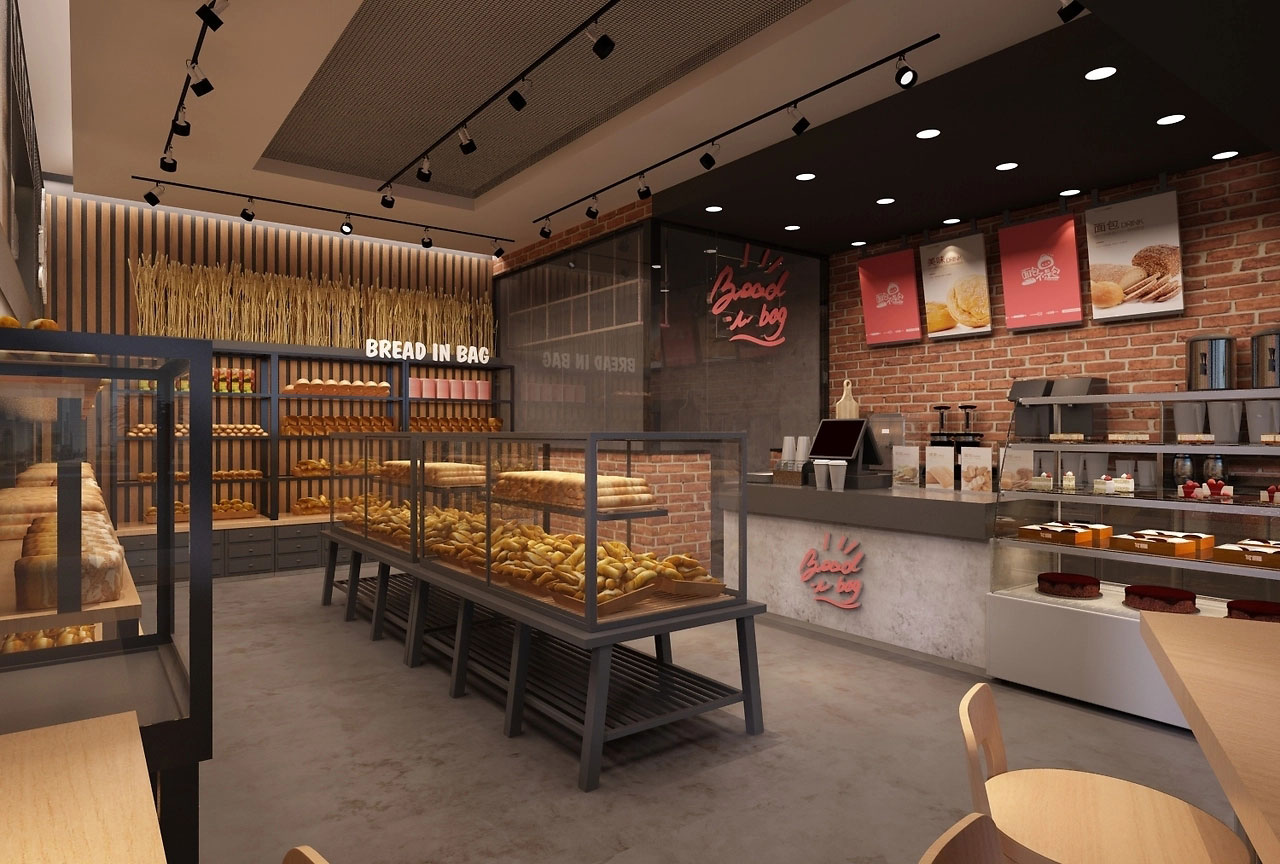 62平米面包连锁店装修设计效果图