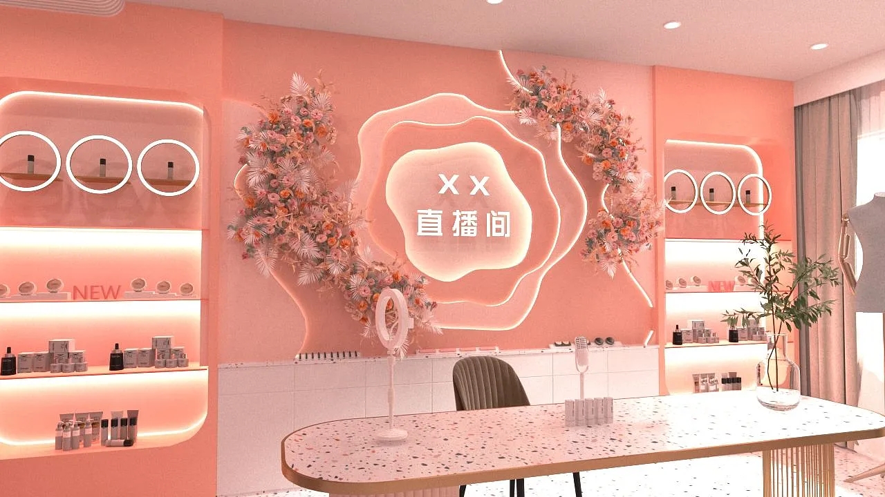 直播间背景墙设计搭建，直播间背景墙装修效果图