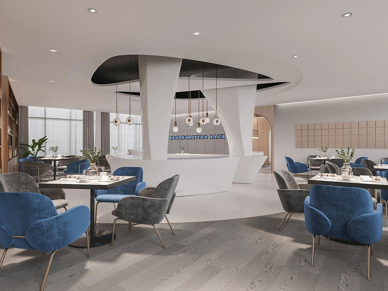 650平米直播基地办公室展厅设计效果图