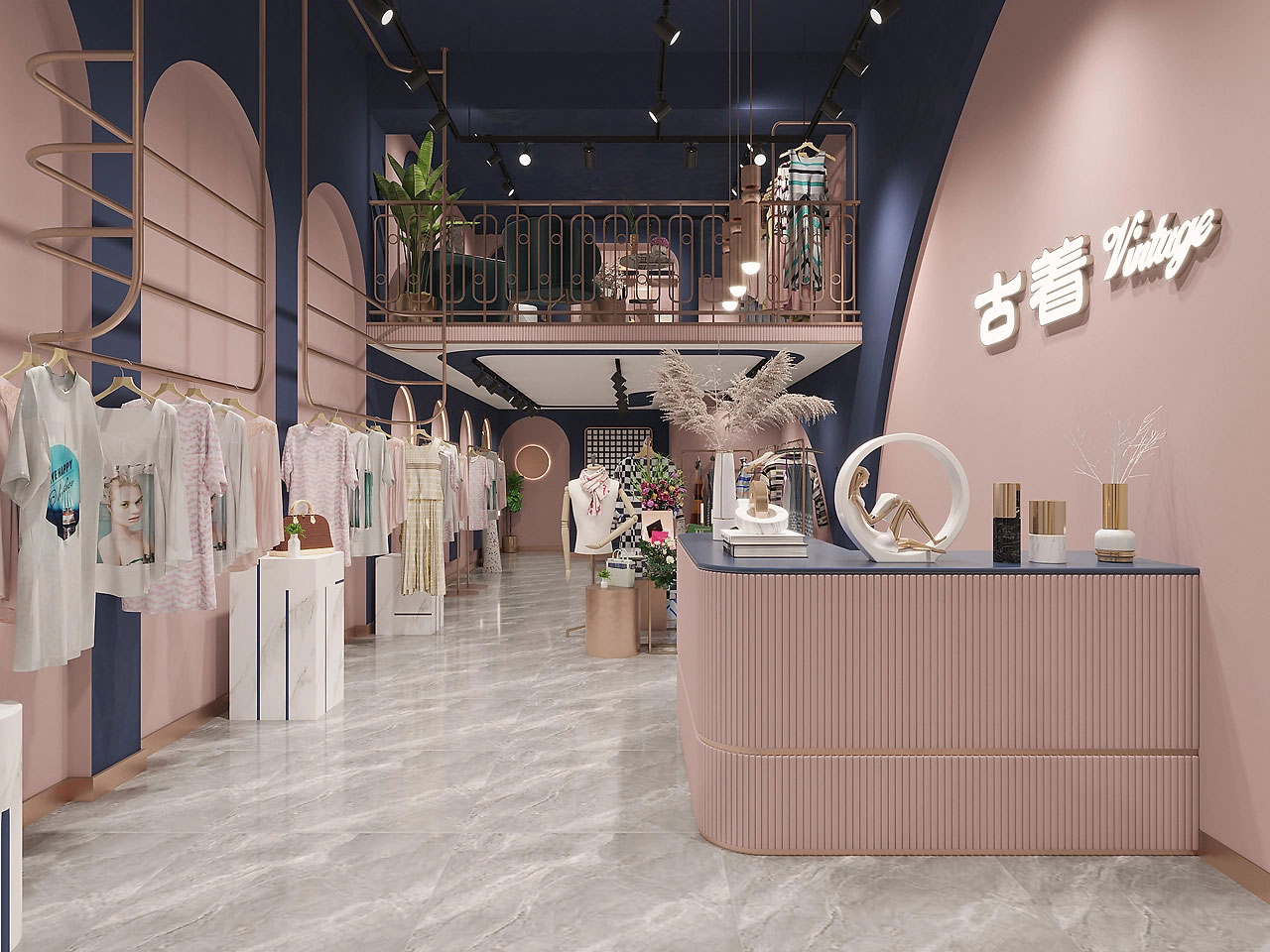 45平米轻奢服装店装修设计效果图