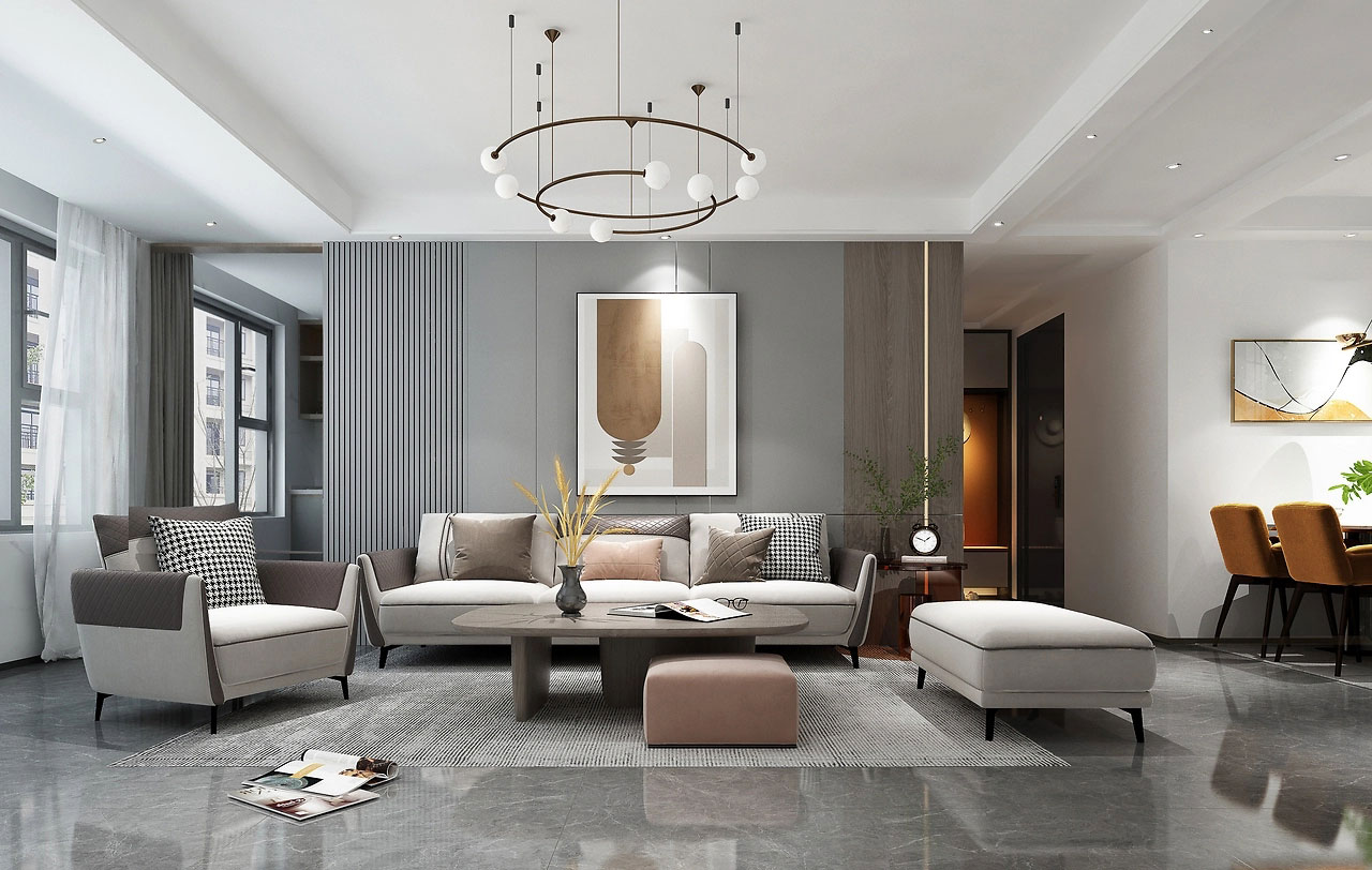 中原宸院123平米现代风格三居室装修效果图