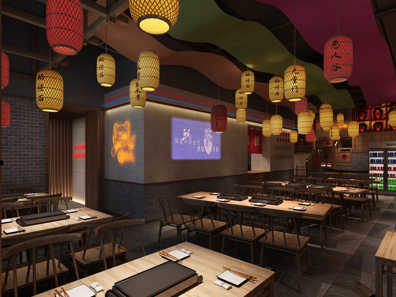 245平米郑州烧烤店设计效果图