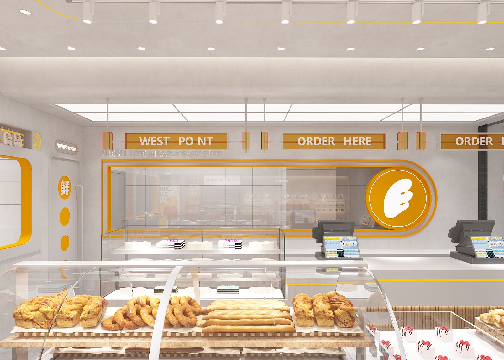 60平米郑州烘焙店设计效果图