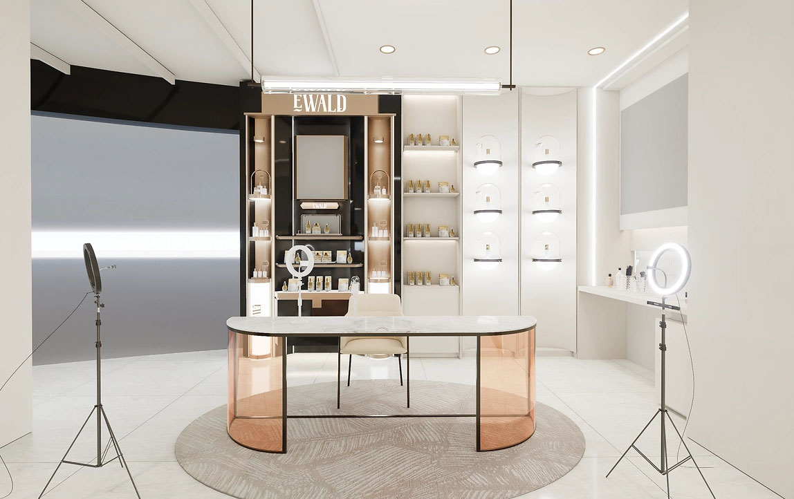 90平米郑州化妆品店直播间设计效果图