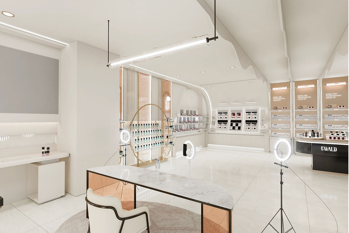 90平米郑州化妆品店直播间设计效果图