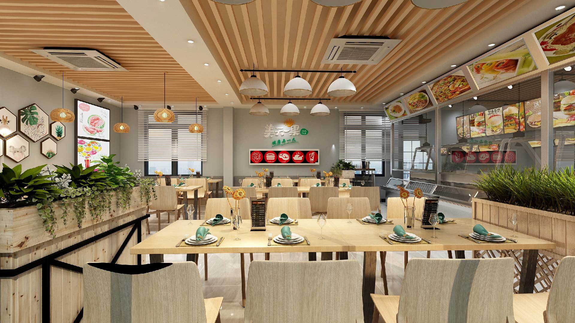 90平米快餐店装修设计效果图