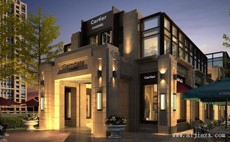 端庄风华的简欧风格售楼部外观装修效果图