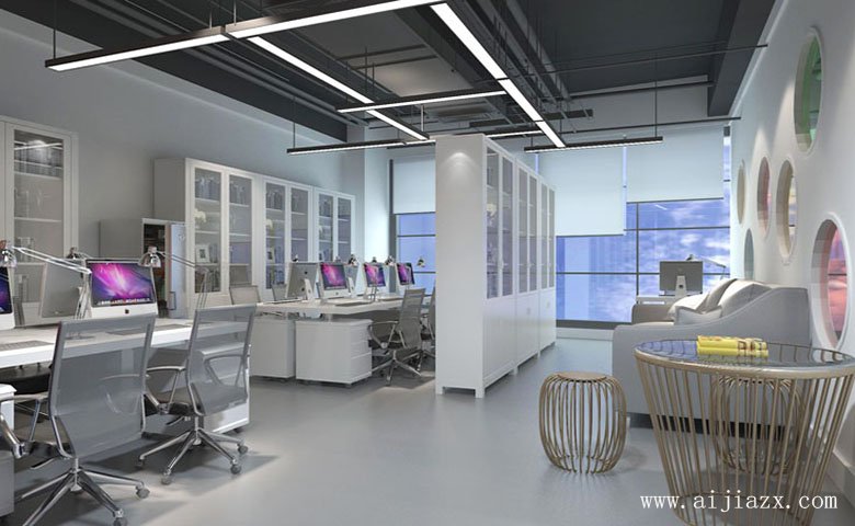 灰色时尚的办公室装修效果图