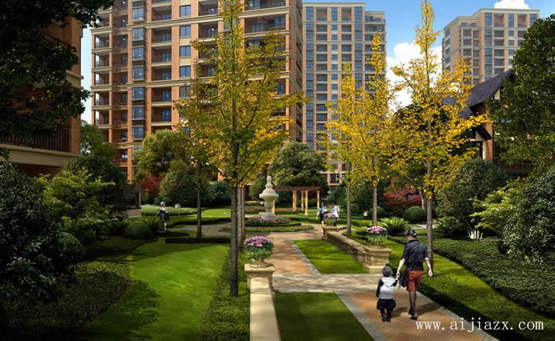 优雅诗意的小区园林景观装修效果图