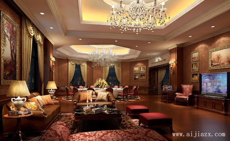 大气舒适的暖色调酒店装修效果图