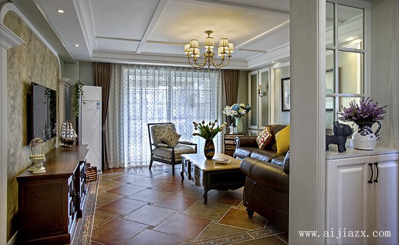 137平米美式田园风格怀旧情调大户型装修效果图