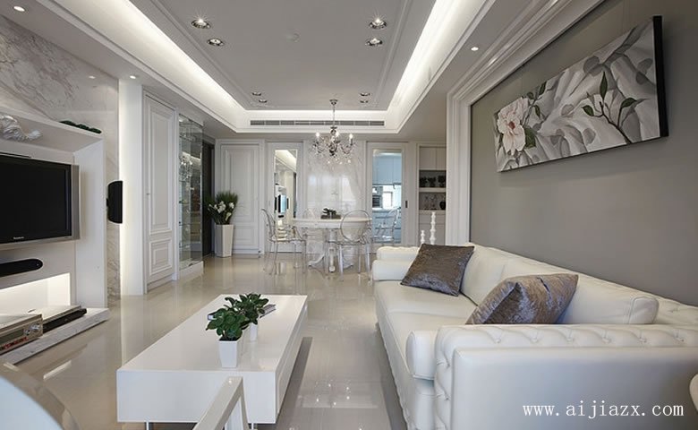 纯净唯美的简欧风格小户型客餐厅装修效果图