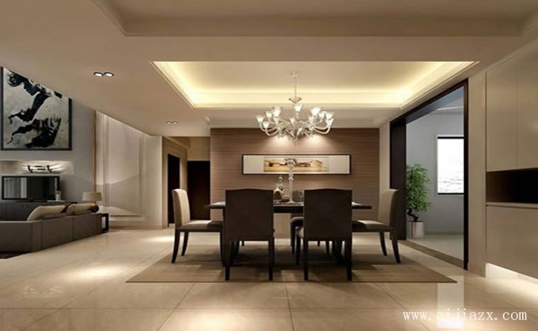  简单宁静的简约欧式风格双层别墅一楼餐厅装修效果图